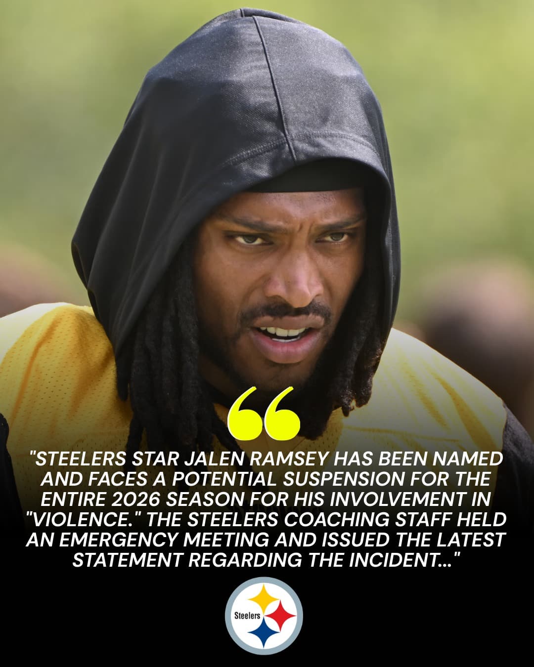 Breaking News: Steelers star Jalen Ramsey has been named and faces a potential suspension for the entire 2026 season for his involvement in “violence.” The Steelers coaching staff held an emergency meeting and issued the latest statement regarding the incident…